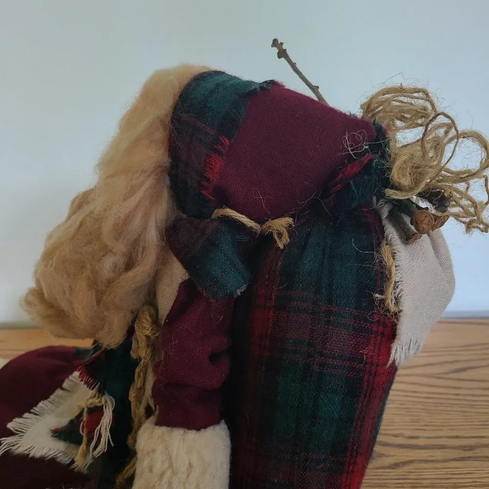 Handmade Fabric Old-Fashioned Santa Kris Kringle Holiday Doll w/Weighted Bottom